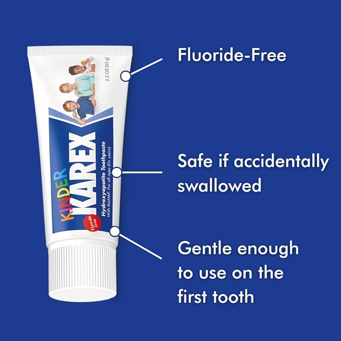 Kinder Karex Hydroxyapatite Kids Toddler Toothpaste I Fluoride Free I Clinically Tested I 2.3 oz (Pack of 3)