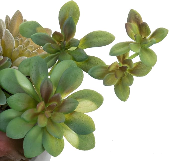 MyGift Assorted Indoor Fake Plants Artificial Succulent Arrangement in Round Gray Cement Planter Pot