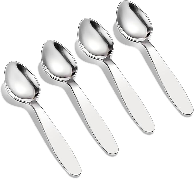VANRA Premium 18/8 Stainless Steel Children Cutlery Set 5.9-inch Kids Dinner Spoons Set 4 Pieces Silverware Flatware Utensil Set for Home School (4 Spoons)