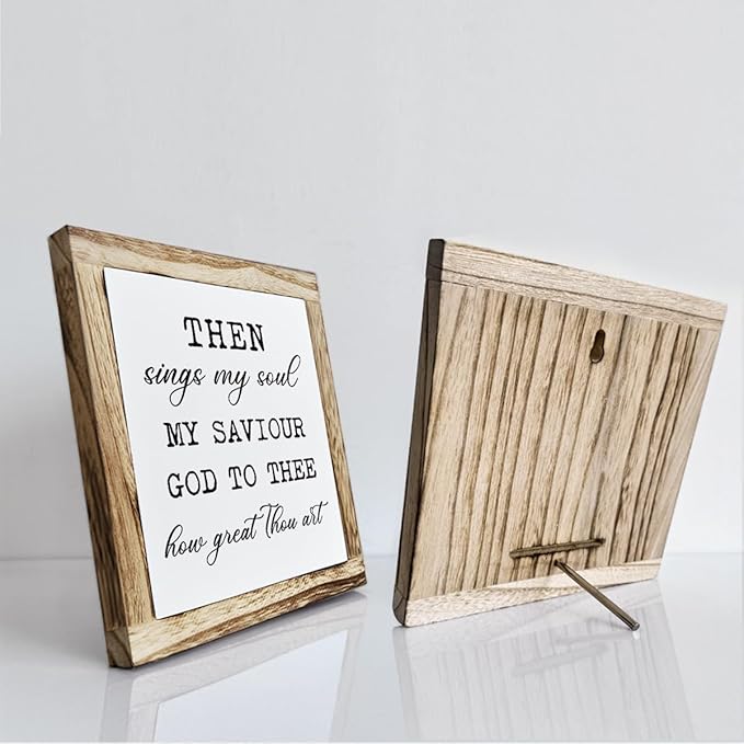 Rustic Wood Sign – ‘Sings My Soul’ Inspirational Wooden Plaque – Small Table or Shelf Decor, Spiritual Desk Sign, Wall Art for Home, Bedroom, Farmhouse Living Room, Motivational Quote, Home Decoration