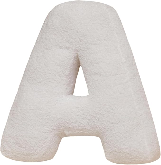 MOJUN Letter Plush Pillow, Soft Sofa Cushion Nursery Decor Kids Room Throw Pillow Cute A to Z Initial Letter Pillow Alphabet Cushion for Sofa Couch Living Room Bed Car Decoration, A