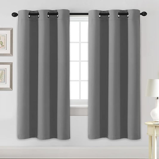 H.VERSAILTEX Blackout Curtains for Bedroom Thermal Insulated Room Darkening Living Room Curtains 72 Inch Long Grommet Privacy Protection Window Curtain Panels/Drapes for Nursery,2 Panels,Grey