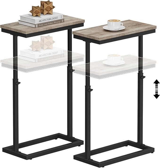 TUTOTAK End Table, Side Table, Tall Couch Table, Sofa Table, Living Room, Bedroom, Greige TB01BG0832