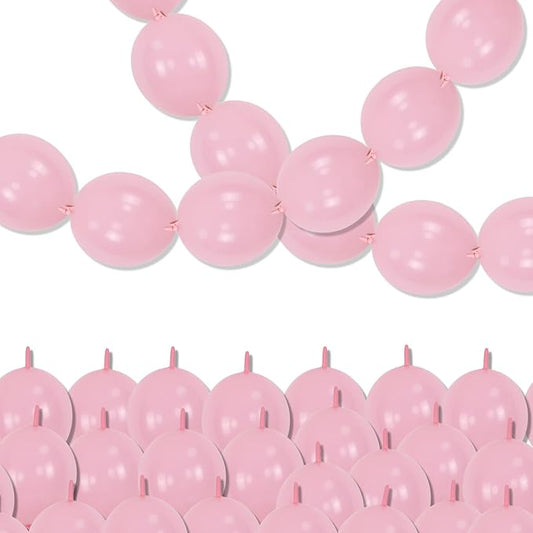 Pastel Pink Quick Link Balloons, 60PCS 10 Inch Baby Pink Linking Balloons for Making Balloon Wall Heart Arch, Tails Balloon for Girls Wedding Birthday Baby Shower Valentine's Party Decorations