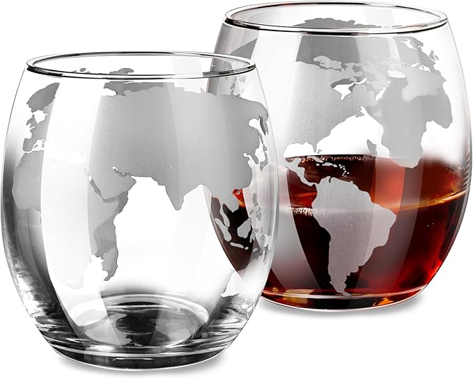 Whiskey Glass for Men, Whiskey Globe Glass for Liquor, Bourbon, Vodka, Cocktails, Scotch liquor Father's Day Anniversary Unique Gifts - 310ml Gifts for Men, 2 pcs