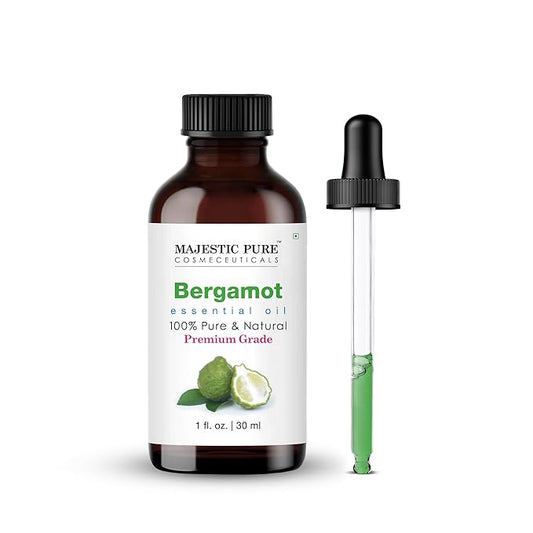 Majestic Pure Bergamot Essential Oil with Glass Dropper - 1 Fl Oz - 100% Pure and Natural Bergamot Oil - Premium Grade Essential Oils for Diffuser, Aromatherapy, Soap and Candle Making