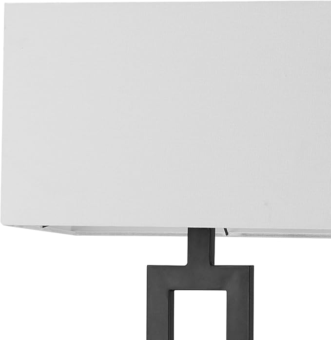GLOBE Electric 67046 58" Floor Lamp, Matte Black Finish, White Linen Rectangular Shade, Modern Geometric Cutout Design, E26 Base