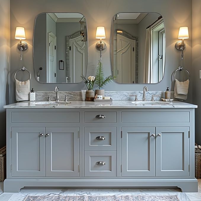 ANDY STAR Chrome Oblong Mirror, 36x48 Inch Polished Chrome Oval Mirror for Bathroom with Stainless Steel Metal Frame, Wall Mouned for Bathroom, Living Room, Entryway