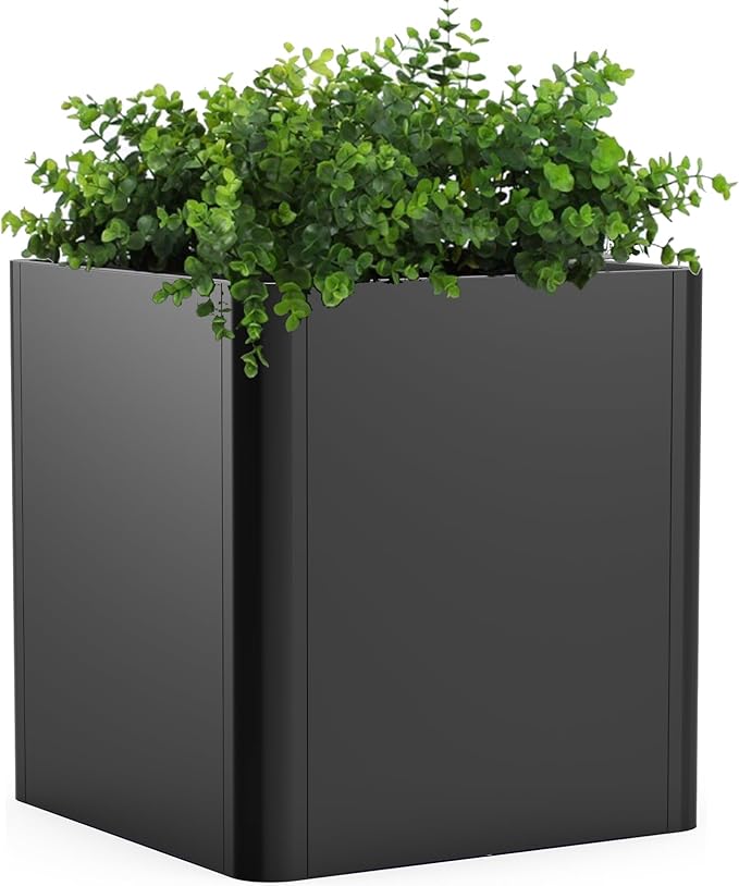 Large Metal Square Planter 26" L x 26" W x 26" H,Steel Planters for Outdoor Plants,Cube Planters for Outdoor Porch,Patio,Garden