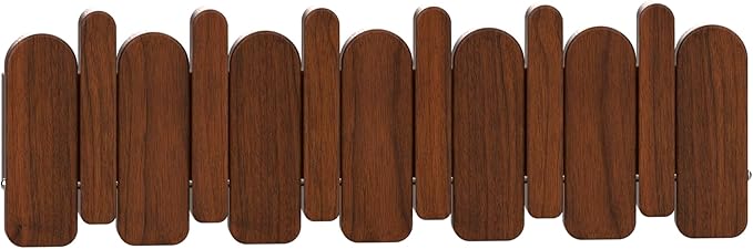 Wall Mounted Piano Key Hanger | Flip Style Hook | Entrance Wall Art Hook, Made of Oak Wood (3 Times Painted, 4 Times Polished) (Arc Walnut, 6Hooks)