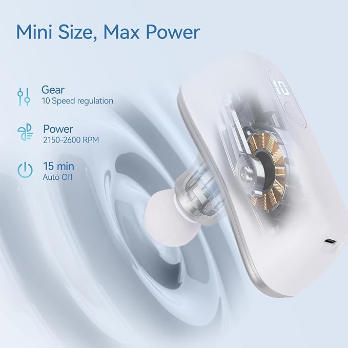 KingPavonini Mini Massage Gun with All-in-One Storage Case, FSA HSA Eligible, Pocket-Sized Small Massage Gun Deep Tissue, 0.5 lbs Portable Percussion Massager for Travel, Gym, Gift for Women Men