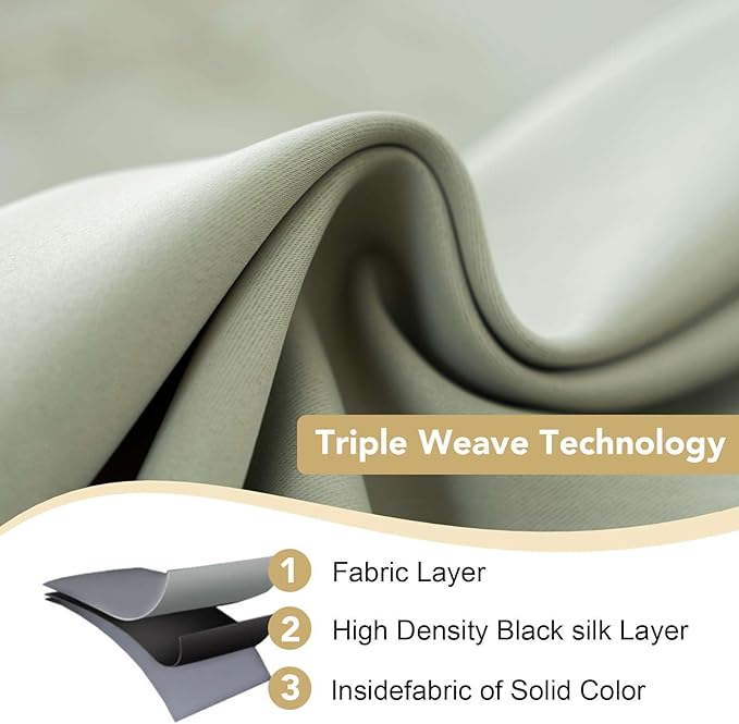 H.VERSAILTEX Premium Blackout Thermal Insulated Room Darkening Curtains for Bedroom/Living Room - Classic Grommet Top (2 Panels, Light Sage, 52 Inch by 54 Inch)