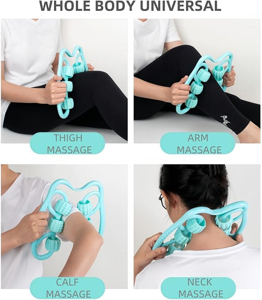 Leg Cellulite Massage Tool，Anti-Cellulite Deep Fascia Massager for arm and Forearm ，Muscle Roller with 6 Wheel, Muscle Recovery and Blood Circulation Tool，Pain Relief for Calves,Thigh,Neck