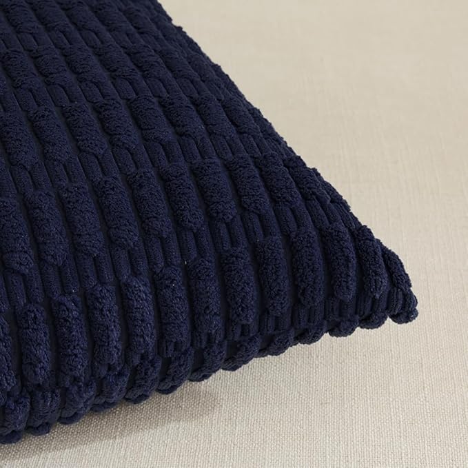 Fancy Homi 4 Packs Navy Blue Decorative Throw Pillow Covers 14x24 Inch for Living Room Couch Bed Sofa, Rustic Modern Farmhouse Boho Home Decor, Soft Plush Corduroy Cute Square Cushion Case 35x60 cm
