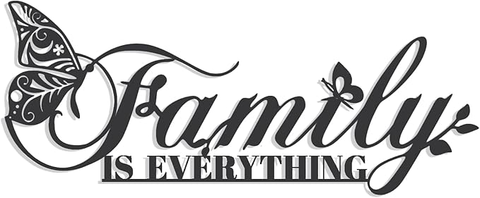 Family Signs Metal Wall Decor, Oppro Family Is Everything Word Sign with Butterfly for Home Decor, Black Art Plaque Letters for Living Room, Dining Room Bedroom Housewarming Mother's Day Father's Day Gift , 17”x6.3”
