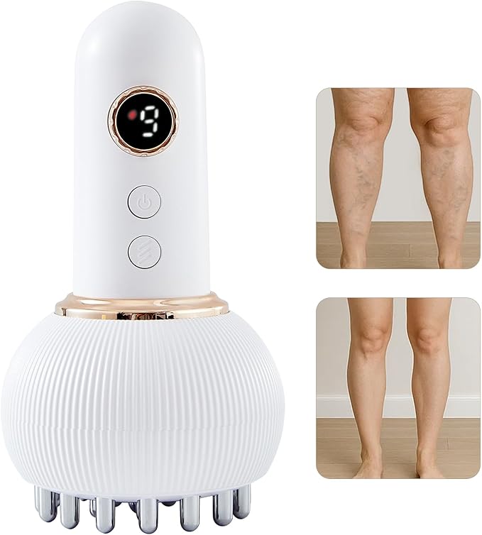 Leg Massager for Circulation and Pain Relief, Lymphatic Drainage & Varicose Veins Support - Calf, Foot & Knee Massager with SoothingPulse, Heat, Light & Vibration – Ideal for Swelling & Fatigue, White