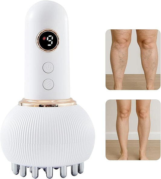 Leg Massager for Circulation and Pain Relief, Lymphatic Drainage & Varicose Veins Support - Calf, Foot & Knee Massager with SoothingPulse, Heat, Light & Vibration – Ideal for Swelling & Fatigue, White