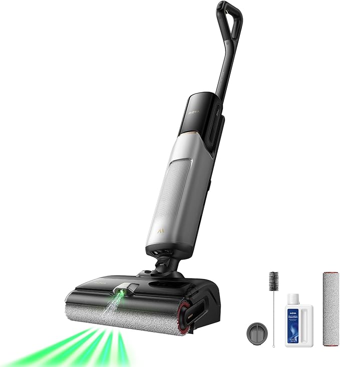 Mova X4 Pro Wet Dry Vacuum Cleaner, 20000Pa Cordless Vacuum Mop with Zero Tangle, Hot Water Mopping for Sticky Messes,194℉ Hot Air Self Drying, 180° Lie Flat, Push-In Charging Station, LED Display