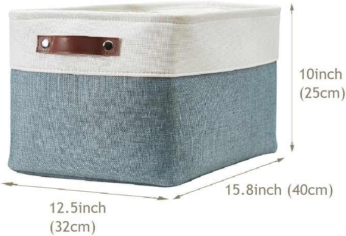 DECOMOMO Storage Baskets for Shelves - Fabric Closet Organizers and Storage Bins, Perfect Baskets for Organizing Closet Toys Nursery (Green and White, XL - 3 Pack)