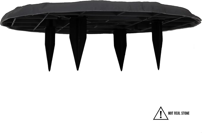 Ei Circular 15.5” Stepping Stones with Ground Stakes - Home or Garden Step Stones for Outdoor Walkway or Pathway Pavers - Resin Material (8, Slate Grey)