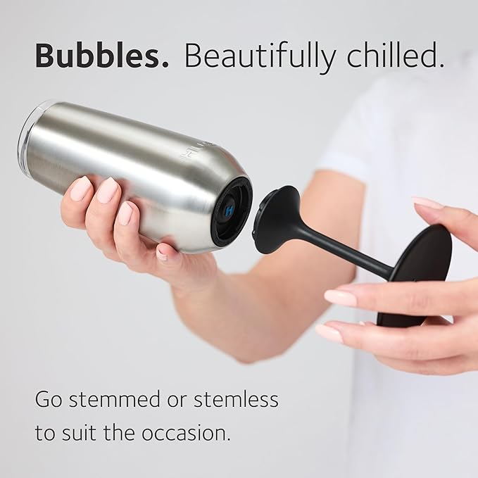 Huski Champagne Flute | NEW | Award-winning Design with Detachable Stem | Premium Stainless Steel Champagne Glass with Lid | Triple Insulated Tumbler | 8oz Capacity | Great Gift (Champagne)