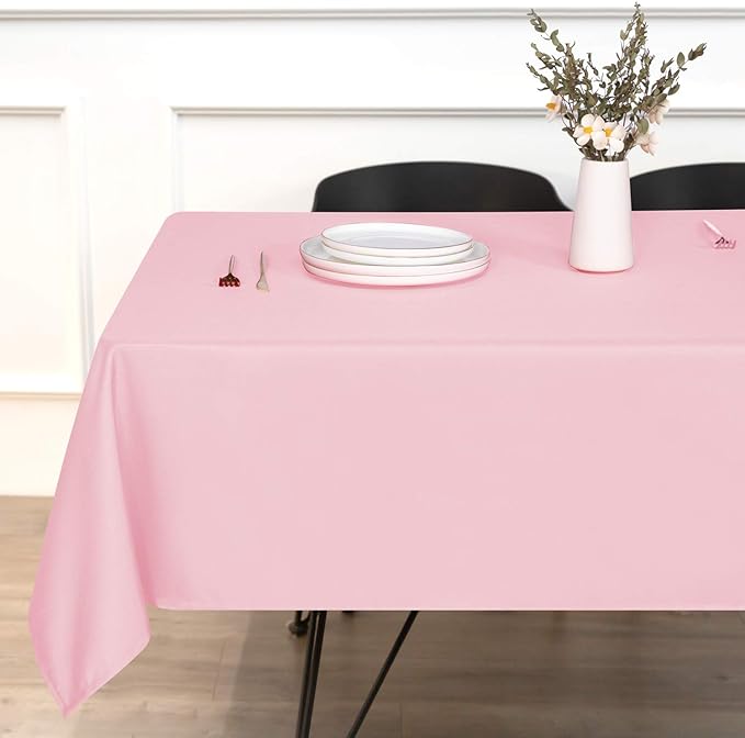 sancua Rectangle Tablecloth - 60 x 60 Inch - Stain and Wrinkle Resistant Washable Polyester Table Cloth, Decorative Fabric Table Cover for Dining Tables, Buffet Parties and Camping, Pink