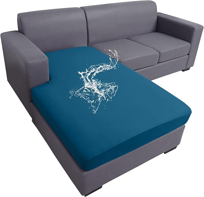 hyha Waterproof Couch Cushion Covers, Sectional Sofa Slipcovers Washable, L Shape Chaise Dog Couch Covers for Sectional Sofa, Universal Furniture Protector (1 Piece for Chaise, Deep Teal)