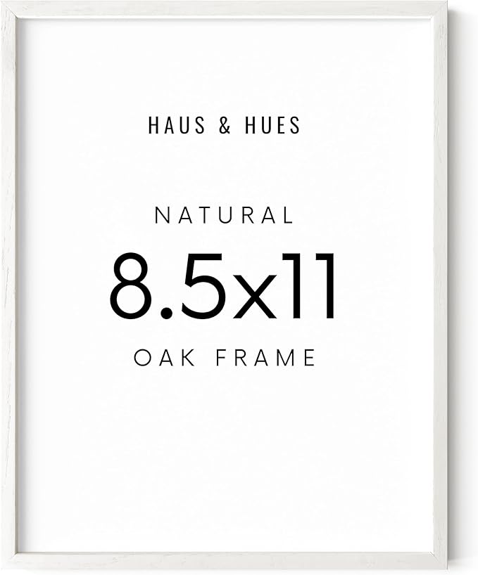 HAUS AND HUES White Oak Wood 8.5x11 Picture Frame - Modern Wood Wall Art Display - Lightweight 8.5x11 Certificate Frame - Ready-to-Hang Vertically & Horizontally for Art Prints, Photos, Posters
