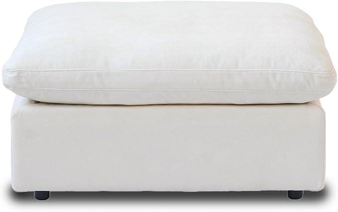 JACH Modular Ottoman Seater for Living Room, Cushion Covers Removable, Minimalist Comfy Footstool, Breathable Ottoman for Living Room Apartment (White)