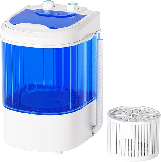Superday Mini Portable Washing Machine, Single Tub Compact Washing Machine with Spin Cycle, 6.6LBS Washing Capacity Small Electric Washer Machine for Home, Apartments, Outdoor, RV, Dormitory, Blue