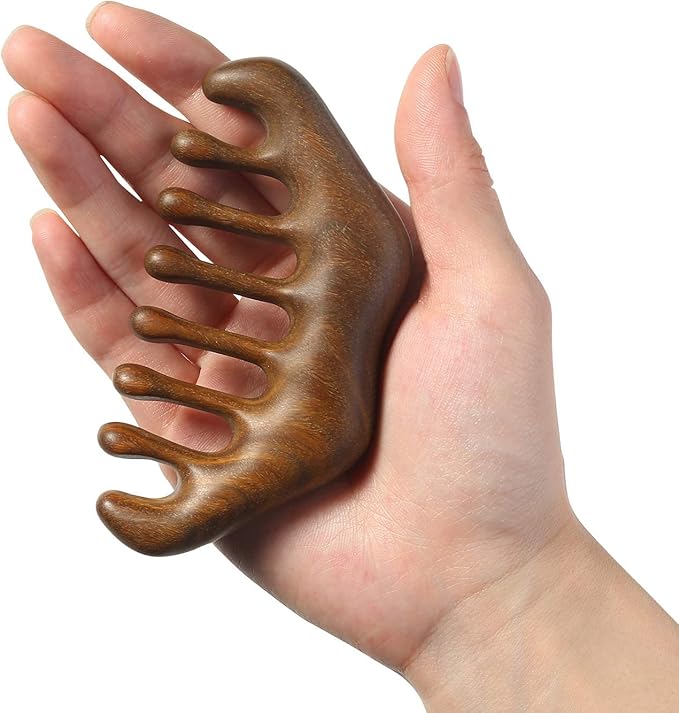 Massage Wooden Comb,Wood Wide Tooth Hair Comb, Scraping Scalp Massage,Handheld No Static Head Tool,1 Pieces.