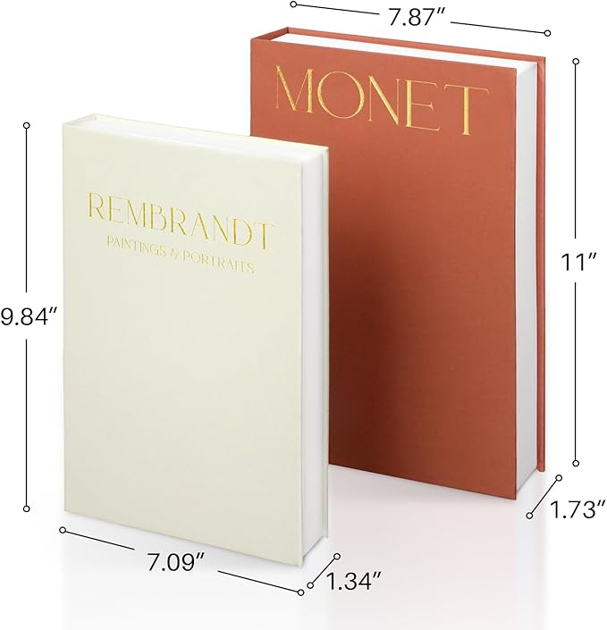 Linen Decorative Books for Home Decor,Set of 2 Aesthetic Faux Decor Book for Decoration,Fake Books for Bookshelf,Keepsake Storage Box (Orange & Beige)