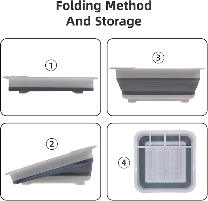 THANSTAR Collapsible Dish Drying Rack for RV Campers Portable Dinnerware Drainer Organizer for Kitchen Travel Trailer