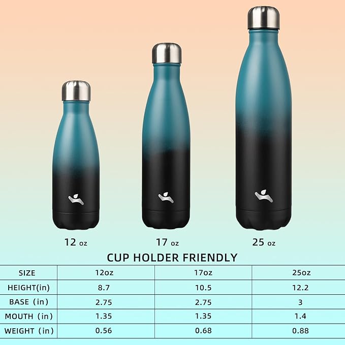Insulated Water Bottles,17 oz Double Wall Stainless Steel Vacumm Metal Flask for Sports Travel,Indigo Black