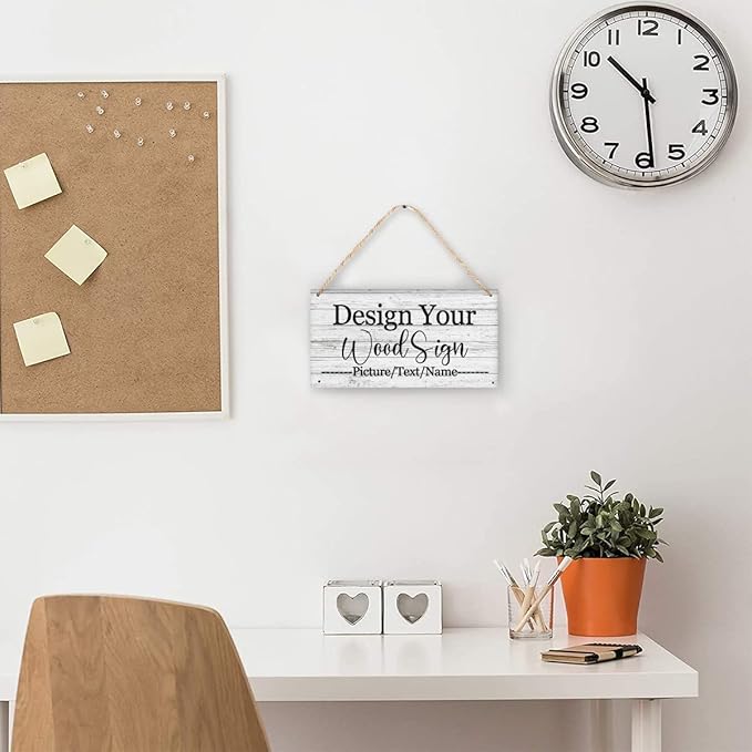 Custom Personalized Board Hanging Wood Sign, Design Your Welcome Sign, Customizable Wall Plaque, House Wood Sign for Garden Yard Home Farmhouse 9.8x5.1 inch