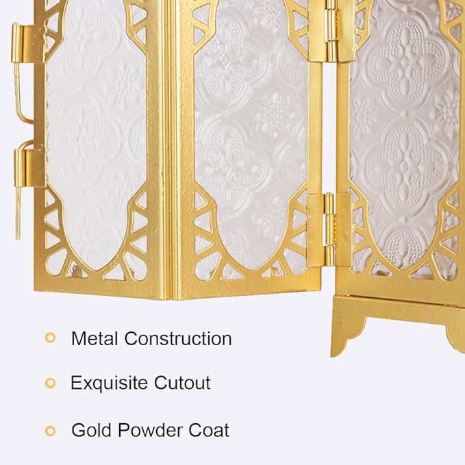 NEEDOMO 12.8'' Moroccan Lanterns Decorative Indoor & Outdoor, Vintage Christmas Candle Holder, Metal Lanterns Decorative, Table, Patio, Porch, Shelf, Christmas Spring Ramadan Eid Home Decor (Golden)