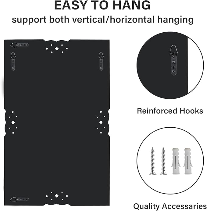 Crushed Diamond Decorative Wall Mirrors, 24x36 Inch Rectangle Living Room Mirrors for Wall Decor, Modern Glam Bathroom Dining Room Entryway Mirror Silver