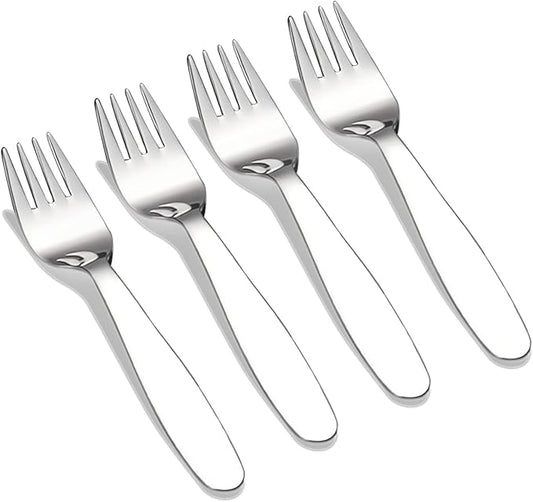 VANRA Premium 18/8 Stainless Steel Children's Cutlery - 5.8-inch Kids Dinner Forks, 4 Pieces Silverware Flatware Utensil Set for Home & School