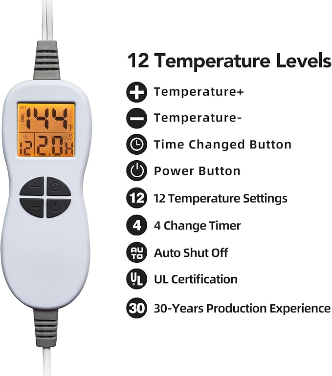 Ruqiji 17''x33'' Weighted Heating Pad, 5.2lbs with 12 Temperature Settings& Countdown Display, Pain Relief for Back/Neck/Shoulders/Abdomen/Legs, Birthday Gifts for Mom Dad Women Men (Dark Gray)