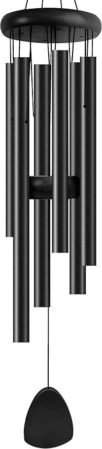 Large Aluminium Wind Chimes 37 Inches to Create a Zen Atmosphere Suitable for Outdoor, Garden, Patio Decoration. Classic Wind Chimes with Wind Catcher as a Gift for Unisex(Whole Black)