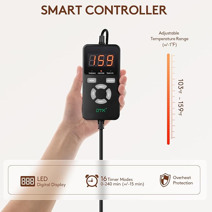 UTK Far Infrared Heating Pads for Neck and Shoulders and Back, Hot to 159℉, Gift for Women, FSA-HSA Eligible Neck and Shoulder Heating Pad with 84 Natural Jade, 24 Timers & Auto Shut Off (23 * 18'')