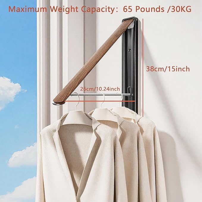 Wall Drying Rack Clothing - Retractable & Foldable Clothes Drying Rack Wall Mounted for Laundry Room Organization | Laundry Room Hanging Rack for Dorm, Closet, Balcony & Indoor/Outdoor Use