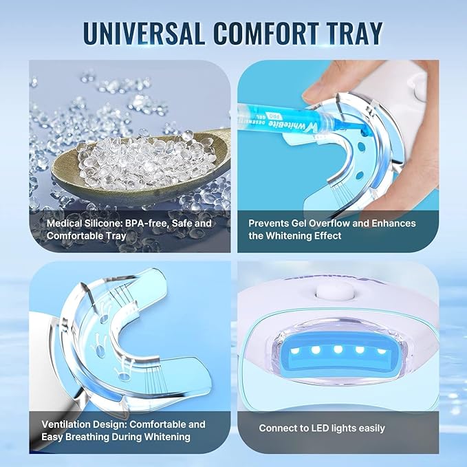 Whitebite Pro Teeth Whitening Kit for Sensitive Teeth | 4 Whitening Gels & 2 Remineralizing Gels | LED Light System for Fast Results | Professional Dental Grade | Enamel Safe
