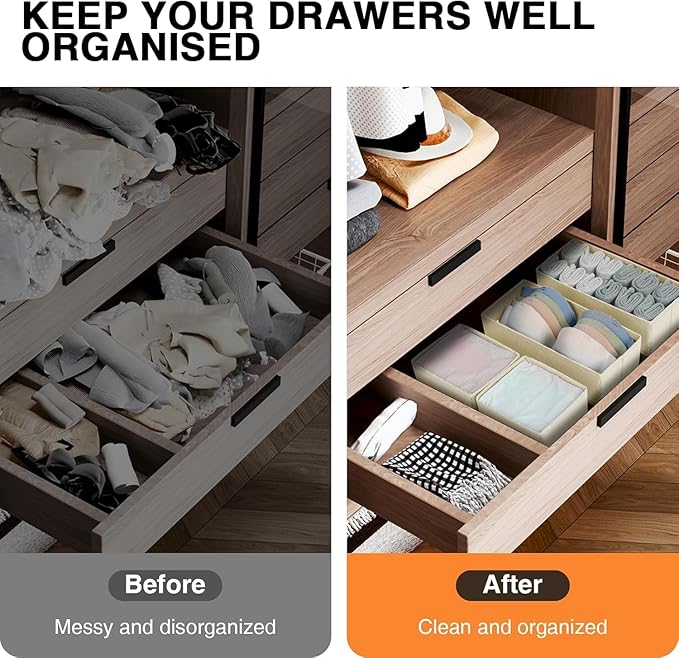 DIMJ Drawer Organizer Clothes 18 Pack - Foldable Baby Organizers and Storage & Dresser Organizer for Bedroom, Closet - Nursery Organization Dresser Dividers for underwear, Sock,Bra, Belt, Tie, Beige