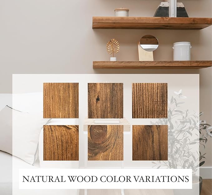 Rustic Shelves with J-Brackets Set of 2, Industrial Shelf, Kitchen Shelves, Solid Wood, Decorative Wall Storage, Heavy Duty, URBANDI (Provincial, 48Wx8D)