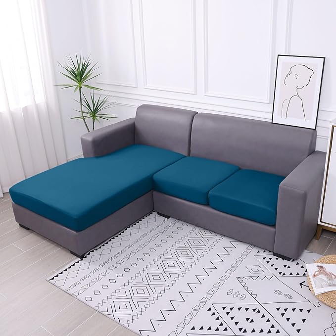hyha Waterproof Couch Cushion Covers, Sectional Sofa Slipcovers Washable, L Shape Chaise Dog Couch Covers for Sectional Sofa, Universal Furniture Protector (1 Piece for Chaise XL, Deep Teal)