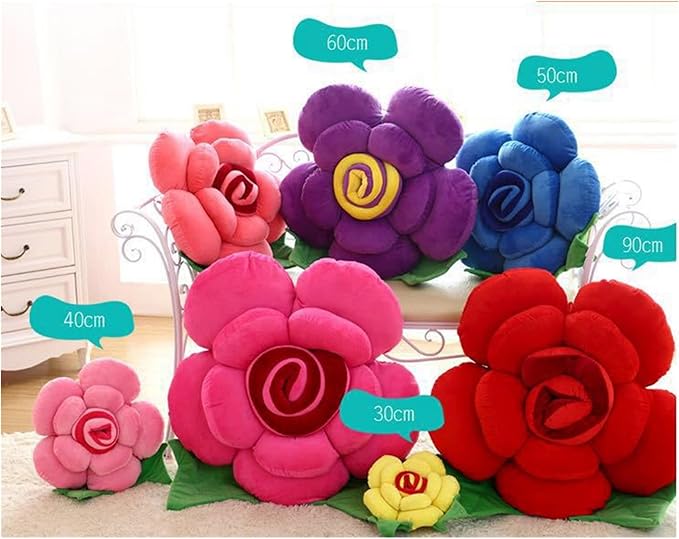 Plush Flower Pillow, Cushion, Office, Home, Sofa, car Decoration, Valentine's Day, Thanksgiving, 60cm(23.62 inch), Rose red