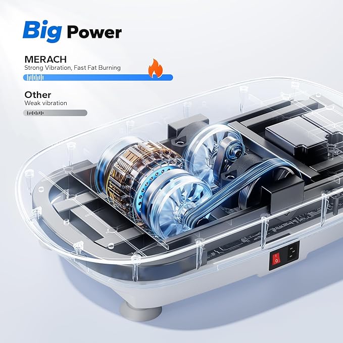 MERACH Slim Vibration Plate Exercise Machine, Vibration Plate for Lymphatic Drainage Weight Loss, Vibrating Plate with Real-Time Calorie Tracking on LED Display, Workout Equipment for Home Women Men