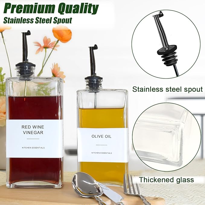 Olive Oil Dispenser for Kitchen, Cooking Oil Container 16.9 oz, Olive Oil Bottles, Soy Sauce Dispenser, Coffee Syrup Bottles (16.9oz, Set of 2)