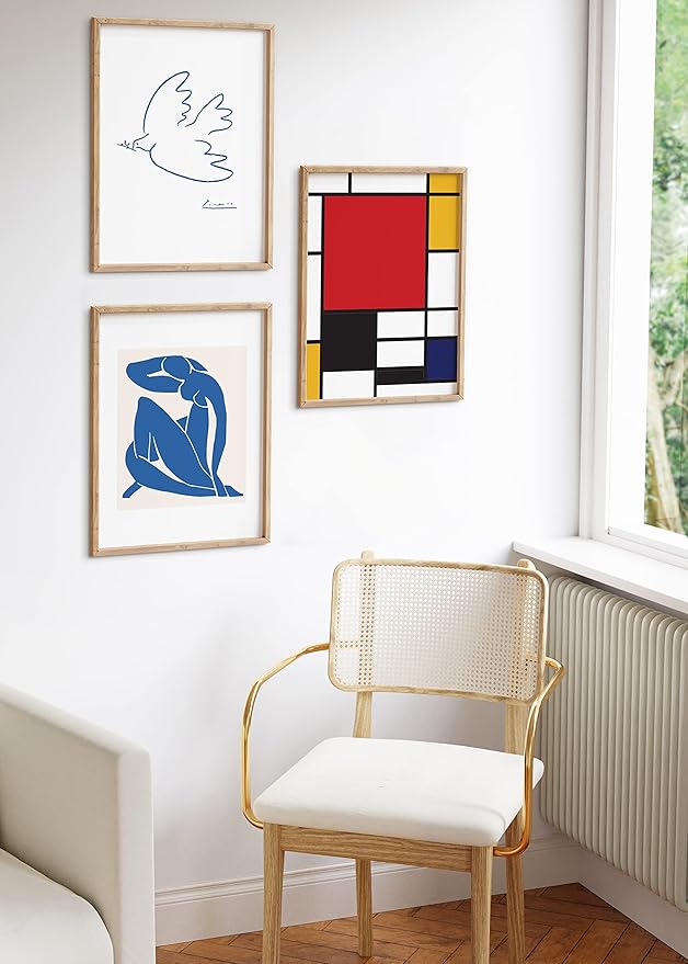 HAUS AND HUES Beige Wood Oak 12x16 Picture Frame, Set of 3 - Modern Wood Wall Art Display - Lightweight 12x16 Frame Set of 3 for Art Prints, Photos, Posters - Ready-to-Hang Vertically & Horizontally